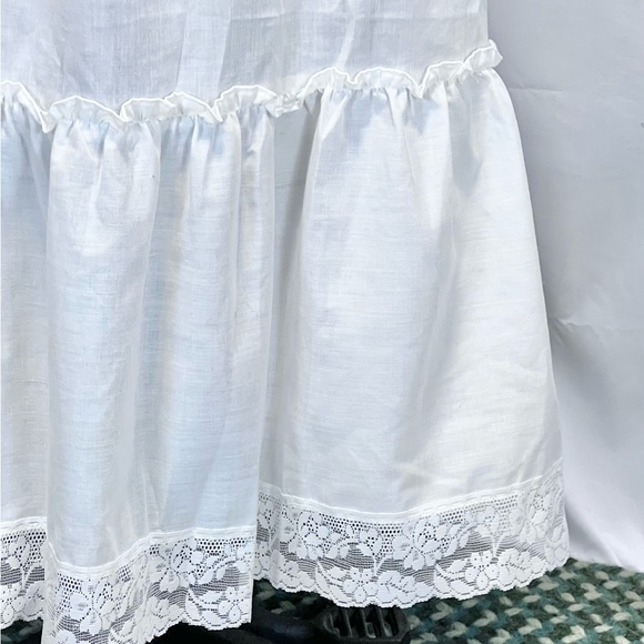 VINTAGE cotton ruffle lace petticoat dress skirt slip lingerie undergarment 60s - Picture 4 of 13